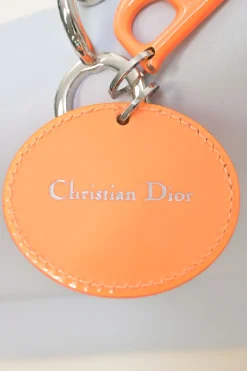 Baby blue and orange Be Dior top handle bag with detachable shoulder strap