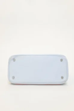 Baby blue and orange Be Dior top handle bag with detachable shoulder strap