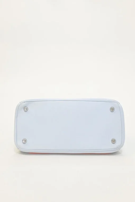 Baby blue and orange Be Dior top handle bag with detachable shoulder strap