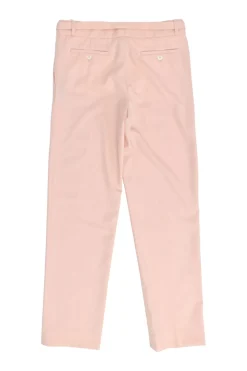 Baby Pink Wool Straight Leg Tailored Trouser with Belt