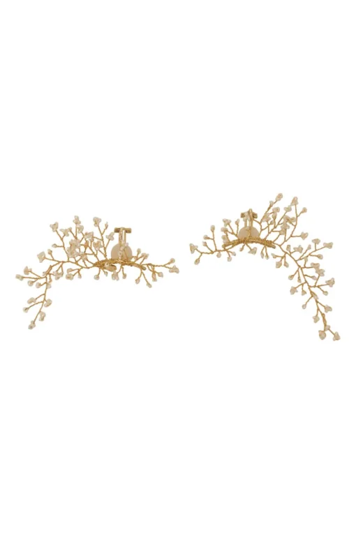 Baby's Breath gold-plated pearl ear cuffs