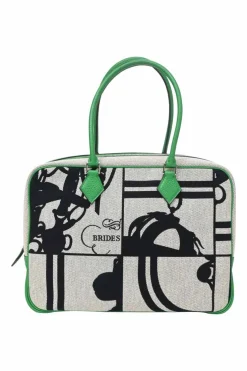 Bamboo Togo leather and 'Brides De Gala En Desordre' Toile Plume 32 handbag