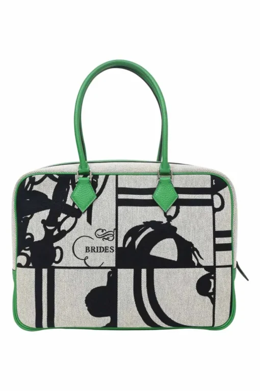 Bamboo Togo leather and 'Brides De Gala En Desordre' Toile Plume 32 handbag