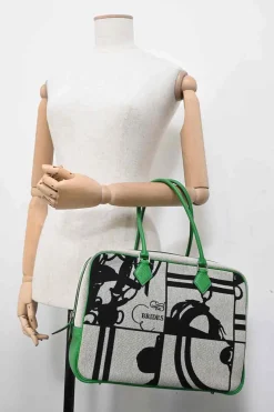 Bamboo Togo leather and 'Brides De Gala En Desordre' Toile Plume 32 handbag