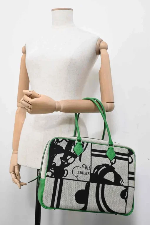 Bamboo Togo leather and 'Brides De Gala En Desordre' Toile Plume 32 handbag