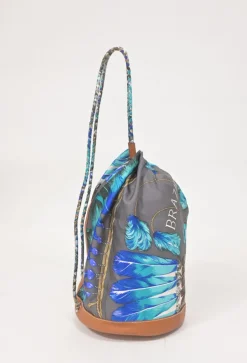 Barenia leather and grey silk ‘Brazil’ Soie Cool Medium handbag featuring original artwork by Laurence Toutsy Bourthoumieux