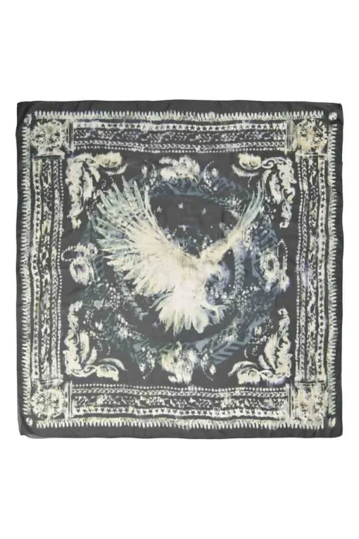 Beachwear two-tone abstract eagle digi-border print scarf