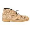 Beidge Suede Laser Cut Laced Chelsea Ankle Boots