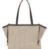 Beige Anagram canvas jacquard and leather Cushion tote