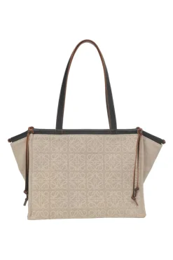 Beige Anagram canvas jacquard and leather Cushion tote