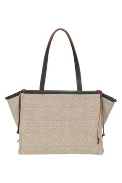 Beige Anagram canvas jacquard and leather Cushion tote
