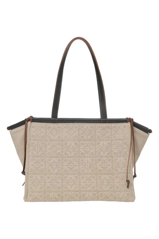 Beige Anagram canvas jacquard and leather Cushion tote