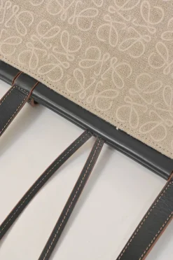 Beige Anagram canvas jacquard and leather Cushion tote