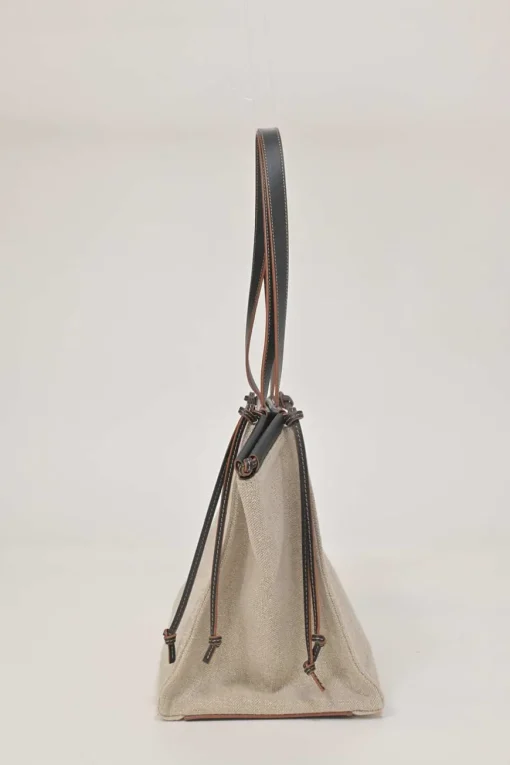 Beige Anagram canvas jacquard and leather Cushion tote