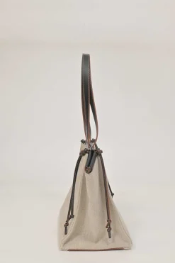 Beige Anagram canvas jacquard and leather Cushion tote