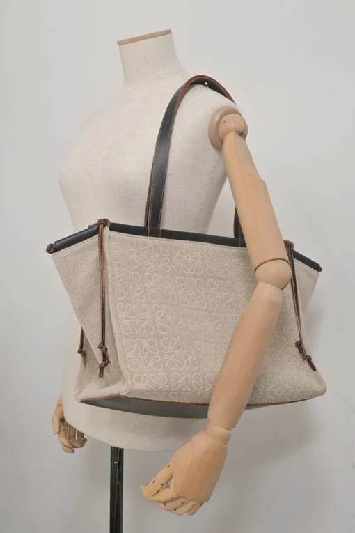 Beige Anagram canvas jacquard and leather Cushion tote