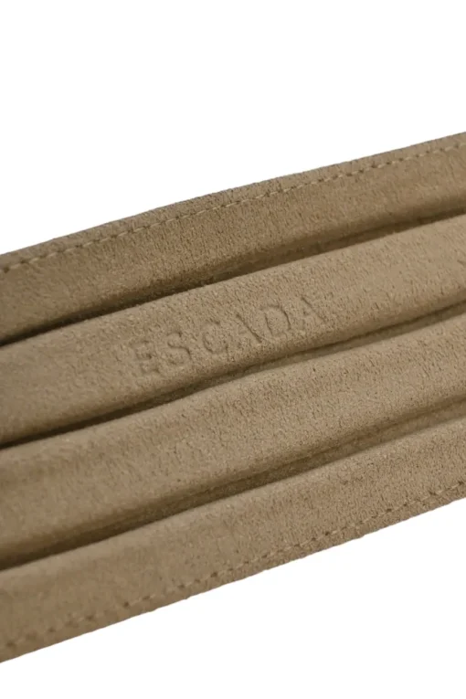 Beige and brown embossed leather waist belt