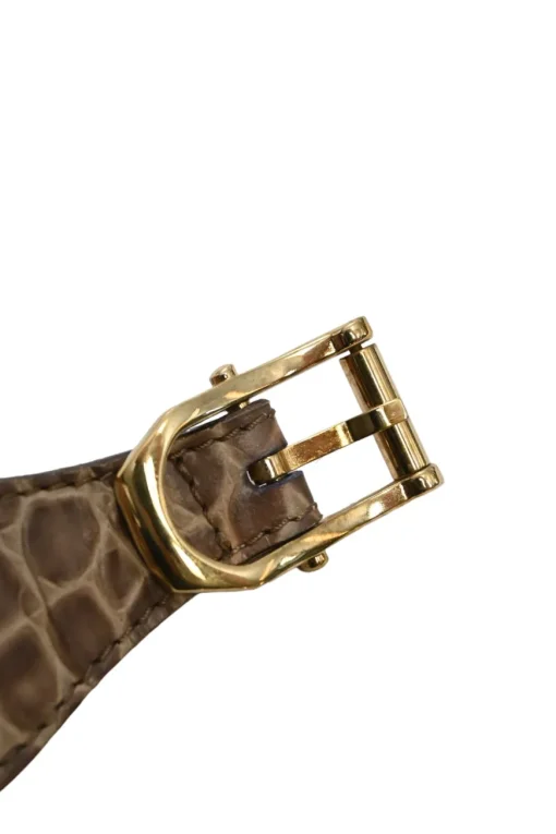 Beige and brown embossed leather waist belt
