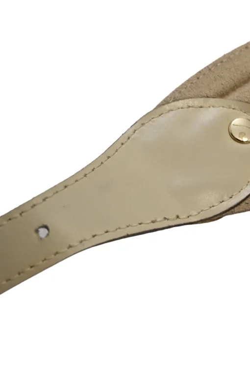 Beige and brown embossed leather waist belt