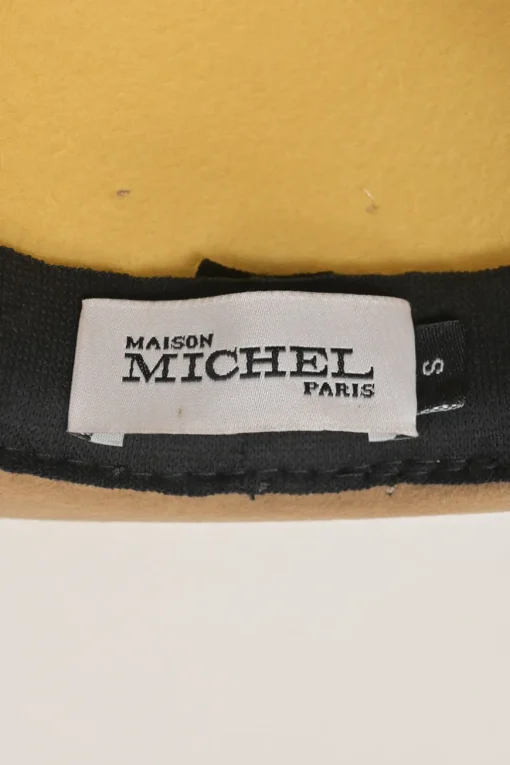 Beige and yellow felt fedora