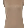 Beige cashmere sleeveless round neck vest