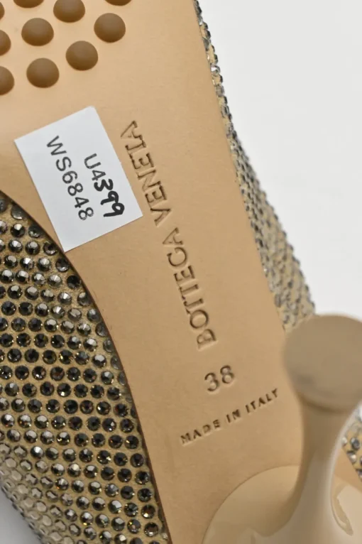Beige crystal-embellished leather Sparkle Dot sock heeled mules