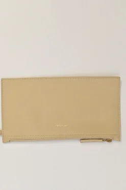 Beige grained leather Suzanne hobo shoulder bag with gold-tone metallic hardware