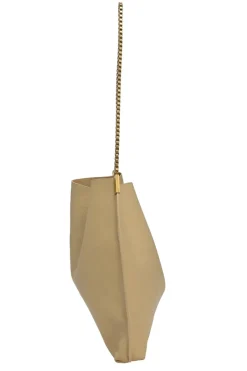 Beige grained leather Suzanne hobo shoulder bag with gold-tone metallic hardware