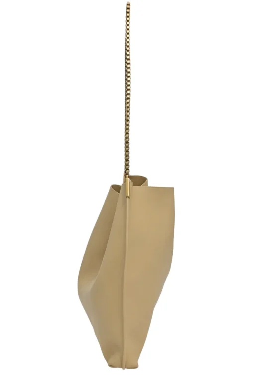 Beige grained leather Suzanne hobo shoulder bag with gold-tone metallic hardware