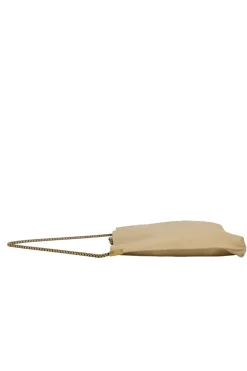 Beige grained leather Suzanne hobo shoulder bag with gold-tone metallic hardware