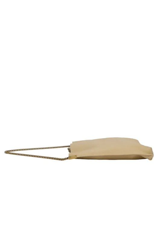 Beige grained leather Suzanne hobo shoulder bag with gold-tone metallic hardware