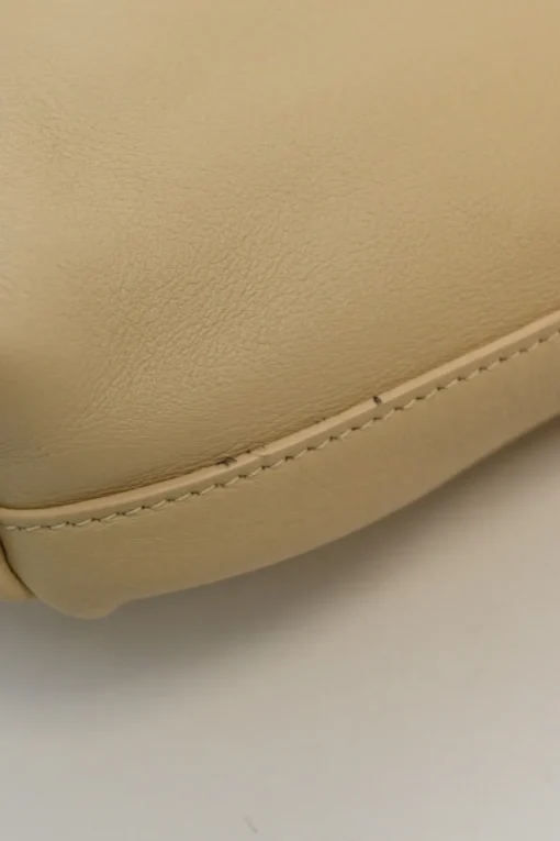 Beige grained leather Suzanne hobo shoulder bag with gold-tone metallic hardware