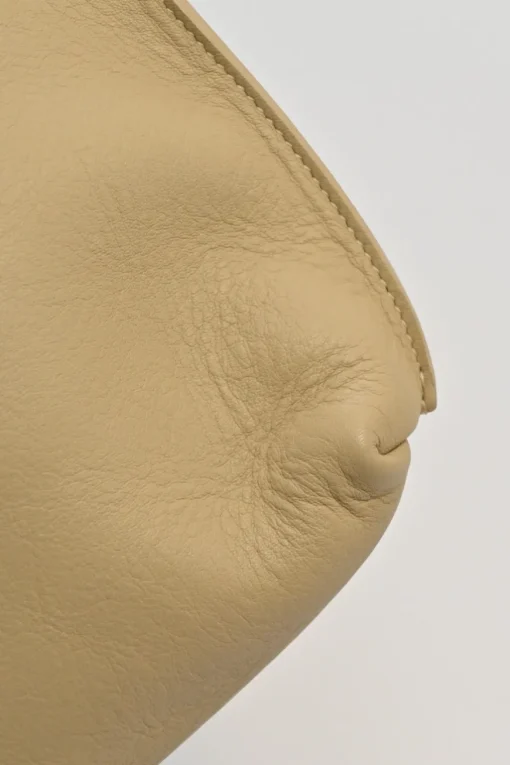 Beige grained leather Suzanne hobo shoulder bag with gold-tone metallic hardware