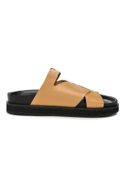 Beige Leather Kate cross-strap sandals