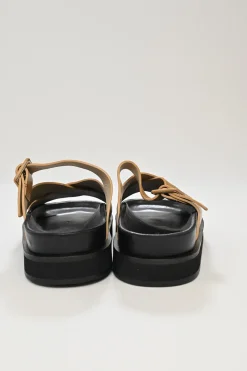Beige Leather Kate cross-strap sandals