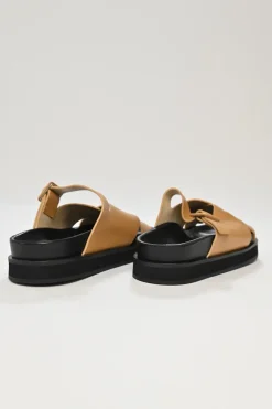 Beige Leather Kate cross-strap sandals