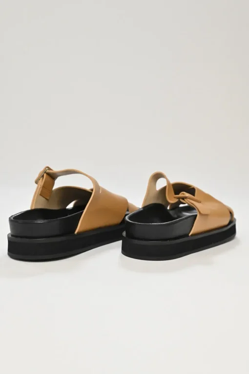 Beige Leather Kate cross-strap sandals