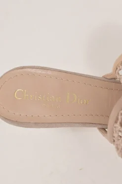 Beige paneled suede and fishnet Naughtily-D pointed-toe slingback booties