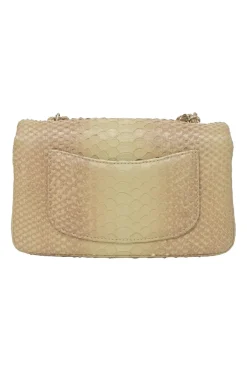 Beige python skin Timeless Mini Rectangular double flap bag with gold-finish metal hardware