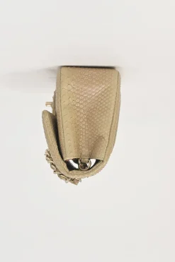 Beige python skin Timeless Mini Rectangular double flap bag with gold-finish metal hardware