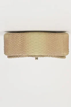 Beige python skin Timeless Mini Rectangular double flap bag with gold-finish metal hardware