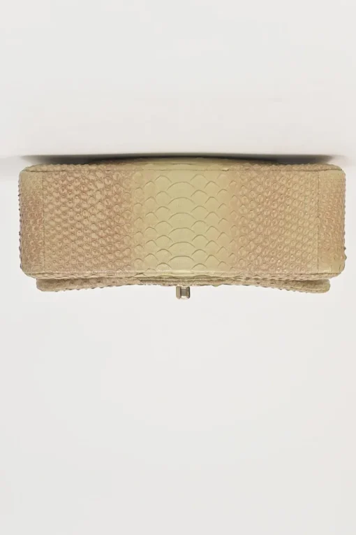 Beige python skin Timeless Mini Rectangular double flap bag with gold-finish metal hardware