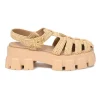 Beige raffia and rubber Monolith crochet flatform cage sandals with buckle strap fastening