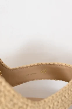 Beige raffia and rubber Monolith crochet flatform cage sandals with buckle strap fastening