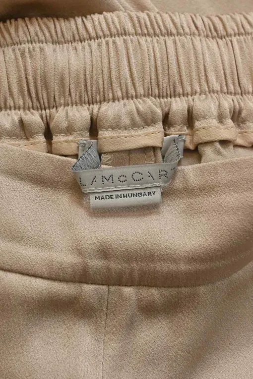 Beige satin-face crêpe pull-on high-rise woven joggers with elasticated waistband