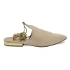 Beige suede and metallic leather Babouche pointed-toe lace-up mules