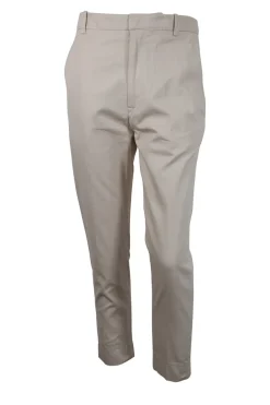 Beige tapered pants with side and back pockets
