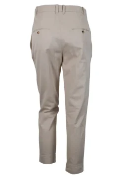 Beige tapered pants with side and back pockets