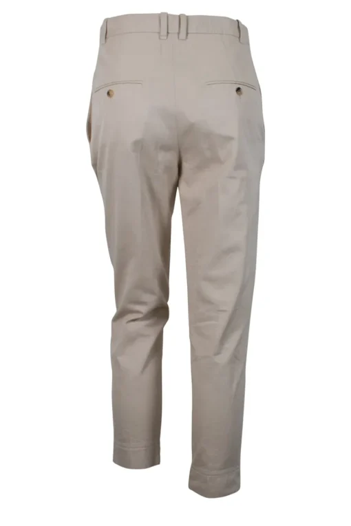 Beige tapered pants with side and back pockets