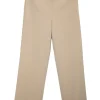 Beige triacetate-blend crêpe mid-rise cropped wide leg trousers